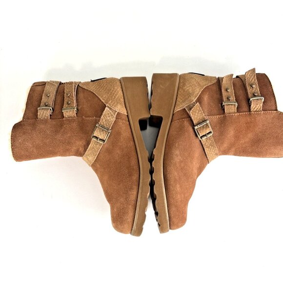 Bearpaw Lucy Women’s Wedge Boots Hickory Suede Shearling Lined Size 8 NeverWet - Picture 11 of 14